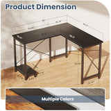 DUMOS L Shaped Desk, Computer Gaming Desks Corner Office Table with CPU Shelf for Home Study Writing Work Station 50 Inch, Black DUMOS