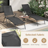 Giantex Lounge Chair Outdoor Set of 2 - Tanning Chair with 6 Adjustable Backrest, 2-Level Footrest, Folding Sunbathing Lounger for Patio, Poolside, Yard, Chaise Lounge Chair, Beach Chair (Black)