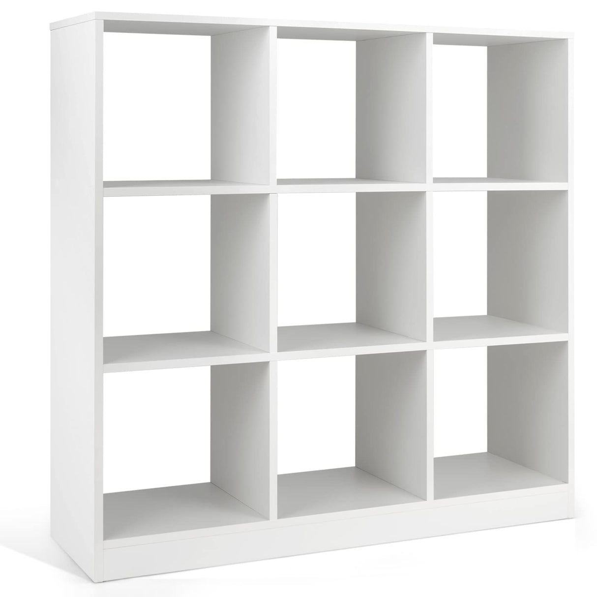 Giantex 9-Cube White Bookcase - Modern 4-Tier Freestanding Storage Organizer with Anti-Tipping Kit Giantex