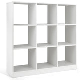 Giantex 9-Cube White Bookcase - Modern 4-Tier Freestanding Storage Organizer with Anti-Tipping Kit Giantex