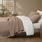Wonderful 100% Cotton Jersey Knit Quilt - Stitch Heather Brown Mocha King Quilt with Two Pillow Shams - Soft & Breathable, All-Season Use, Hypoallergenic, Prewashed, Bedspread & Coverlet, 104"x94" Wonderful
