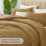 BEDELITE Fleece Twin Comforter Set -Super Soft & Warm Fluffy Brown Bedding, Luxury Fuzzy Heavy Bed Set for Winter with 1 Pillow case