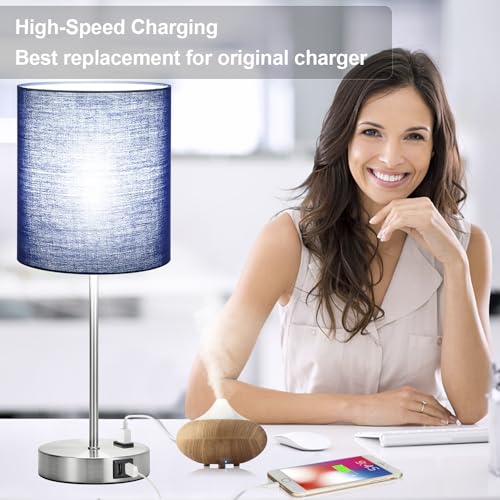 𝟮𝟬𝟮𝟯 𝗡𝗘𝗪 Set of 2 Touch Control Table Lamps with 2 USB & AC Outlet, 3-Way Dimmable Bedside Nightstand Lamps for Bedroom Living Room Nursery, 800 Lumens 5000K Daylight Bulbs Included