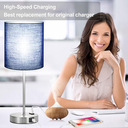 𝟮𝟬𝟮𝟯 𝗡𝗘𝗪 Set of 2 Touch Control Table Lamps with 2 USB & AC Outlet, 3-Way Dimmable Bedside Nightstand Lamps for Bedroom Living Room Nursery, 800 Lumens 5000K Daylight Bulbs Included