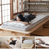 EMOOR Japanese Tri-fold Futon Mattress Machi with Mattress Pad Small-Twin Gray, Gusset Foldable Storable Washable Floor Sleeping Guest Bed Tatami Mat EMOOR