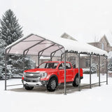 FansaFurn 12' x 20' Metal Carport, Heavy Duty Canopy with Updated Roof & Enhanced Base, Multi-Use Carport Garage for Car, Truck, Boat, Tractors, Party, Grey FansaFurn