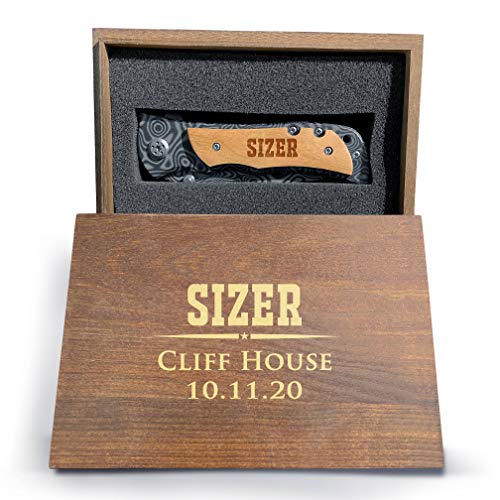 Krezy Case Last Name Pocket Holding Knife For Men, Personalized Knife For Men With Wooden Box, Folding Knife For Dad, Custom Laser Engraved Knife With Wooden Box - WoodArtSupply