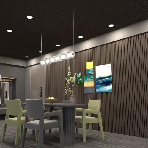 Elvone 2PCS Wood Wall Panels, 3D Fluted Sound Absorbing Slat Wall Paneling in Walnut, Wood Finish Sound Proof for Wall and Ceiling 47.2" x23.6"/ Elvone