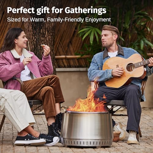 EAST OAK Fuoco Smokeless Fire Pit 21'' for Patio and Outdoor, Stainless Steel Firepit Wood Burning Fireplace with Carrying Bag, Portable Outdoor Fire Pit with Stand & Removable Ash Pan for Outside EAST OAK