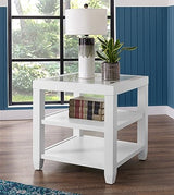 Martin Svensson Home Cordero Glass Top Wood White Side Shelf Storage End Table Martin Svensson Home