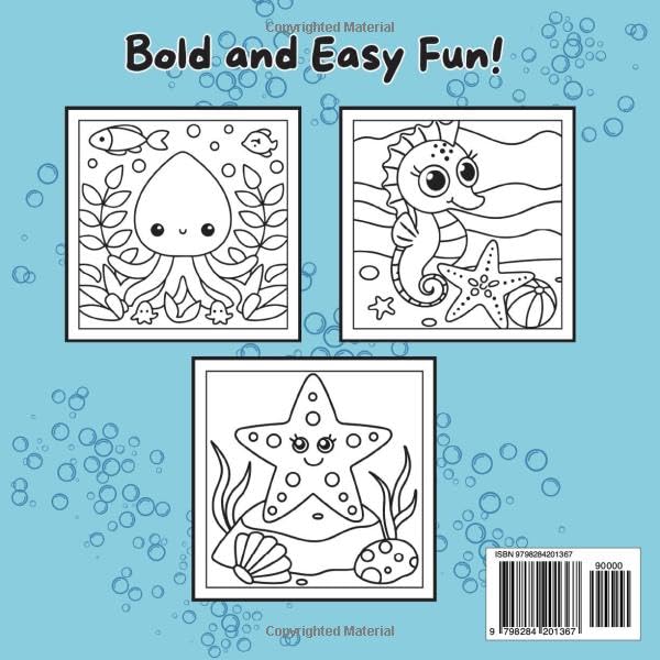 Bold and Easy Ocean Animals Coloring Book: 45+ Under The Sea Coloring Pages With Cute Under the Sea Animals | Great Off Screens Activity for Adults, Teens and Kids Who Love to Color and Relax WoodArtSupply
