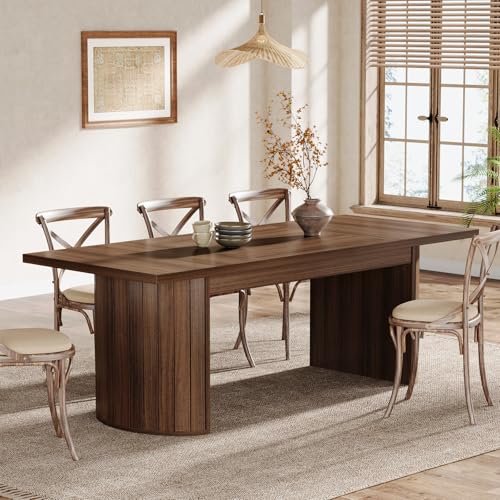 Tribesigns 78.7" Extra Long Dining Table for 6-8 People, Large Farmhouse Kitchen Table with Wooden Tabletop, Rustic Style Rectangular Dinner Table for Dining Room, Kitchen, Living Room, Walnut Tribesigns