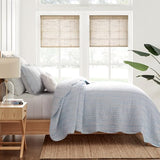 Levtex Home - Martha Stripe Quilt Set - Full/Queen Quilt and Two Standard Shams - Stripe - Blue White - Quilt (88x92in.) and Shams (20x26in.) - Reversible - Cotton Levtex Home