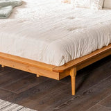 Mid Century Modern Caramel Solid Wood Platform Bed Frame with Headboard and Footboard, King Size Walker Edison