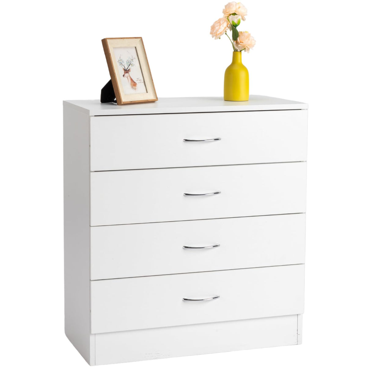 Karl home 4 Drawer Dresser for Bedroom, Small Chests of Drawers Modern Nightstand, White Dresser Chest with 4 Storage Drawers, Dressers for Nursery, Hallway, Living Room, Closet Karl home