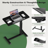 UPGRAVITY Adjustable Overbed Bedside Table - 90° Tiltable Mobile Standing Desk Portable Rolling Computer Cart Movable Desk for Laptop Bed Sofa Side Table Hospital Home Use(15.8" W x 31.5" D, Black) UPGRAVITY