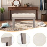 CangLong 27.5 inch Wide Rectangle Ottoman Bench, Tufted Fabric Footrest with Wood Leg for Living Room, Bedroom & Entry, Beige CangLong