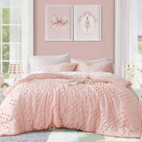 Geniospin Pink Twin Comforter Set for Girls- 5 Pieces Pom Tufted Bed in A Bag Twin Bedding Sets with Sheets, Pillowcases & Shams, All Season Kids Comforter Set Geniospin