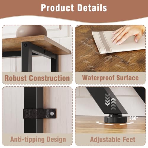 Trironsun 3 Tier Console Table with Storage 30" Height Entryway Table with Open Shelves Industrial Sofa Table Behind Couch for Living Room Hallway Entrance (Rustic Brown) Trironsun