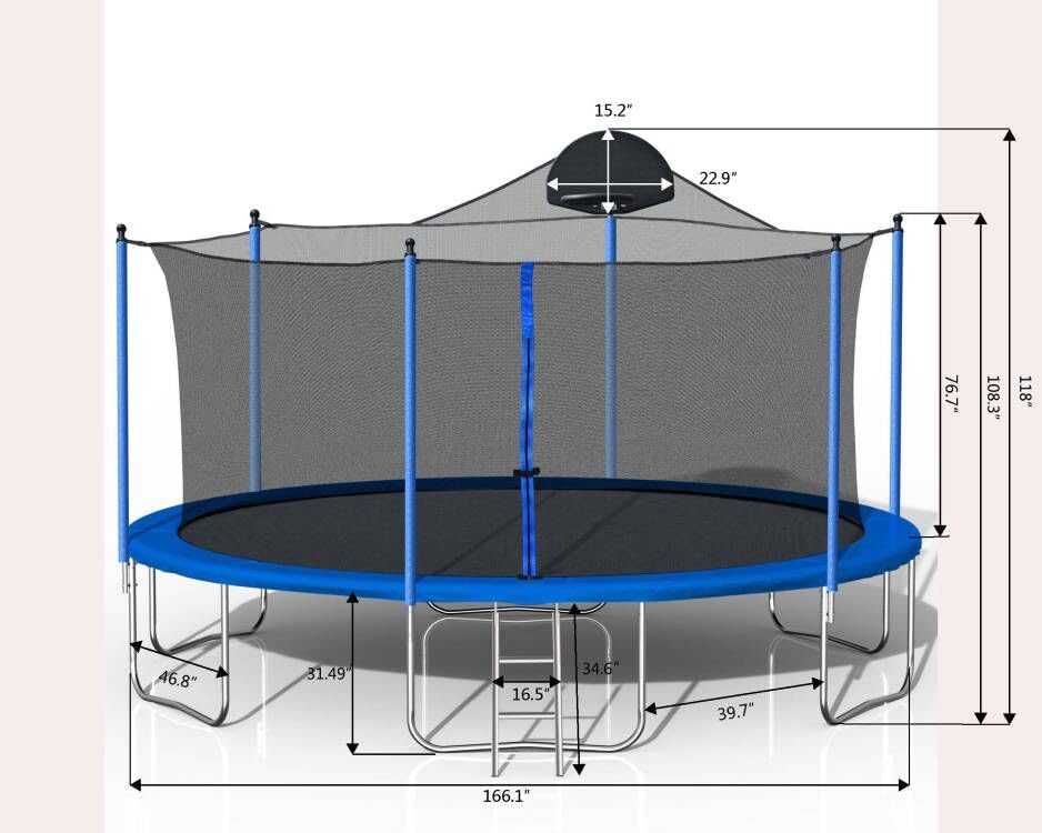 Awlstar 1000 LBS 14FT Outdoor Trampoline with Basketball Hoop & Safety Enclosure Net -ASTM Approved, Recreational Heavy-Duty Trampoline for Kids Adult Awlstar