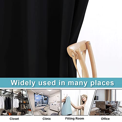 RYB HOME Blackout Thermal Insulated Blind Curtains, Noise Reduce Barrier for Nursery, Portable Curtain for Sliding Glass Door/Storage/Space Room Divider, 7 ft Tall x 8.3 ft Wide, Black, 1 Panel RYB HOME