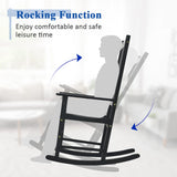 Tangkula Acacia Wood Porch Rocking Chair Set, Wooden Rocking Chair Rocker with High Back & Armrest for Indoor Outdoor Use, Patio Rocker for Garden Lawn Balcony Backyard Poolside (2, Black) Tangkula