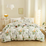 ECOCOTT 3 Pieces Floral Duvet Cover Sets King Size,100% Natural Cotton Floral Pattern 1 Duvet Cover with Zipper and 2 Pillowcases, Ultra Soft and Easy Care Breathable Cozy Simple Style Bedding Set ECOCOTT