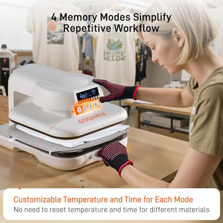 Heat Press Machine for T Shirts, 15"x15" Auto Shirt Press Machine w/ 4 Memory Modes, 15 Mins Auto-Off, Precise Temp/Timer Control, Fast Even Heat for Sublimation, HTV, Heat Transfer Projects GOCHIFIX