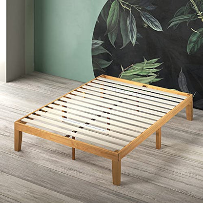 ZINUS Moiz 14 Inch Natural Wood Platform Bed Frame – No Box Spring Needed, Easy Assembly, King Size - WoodArtSupply