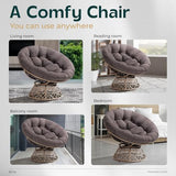 Bme 40" Ergonomic Wicker Papasan Chair with Soft Thick Density Fabric Cushion, High Capacity Steel Frame, 360 Degree Swivel for Living, Bedroom, Reading Room, Lounge Bme