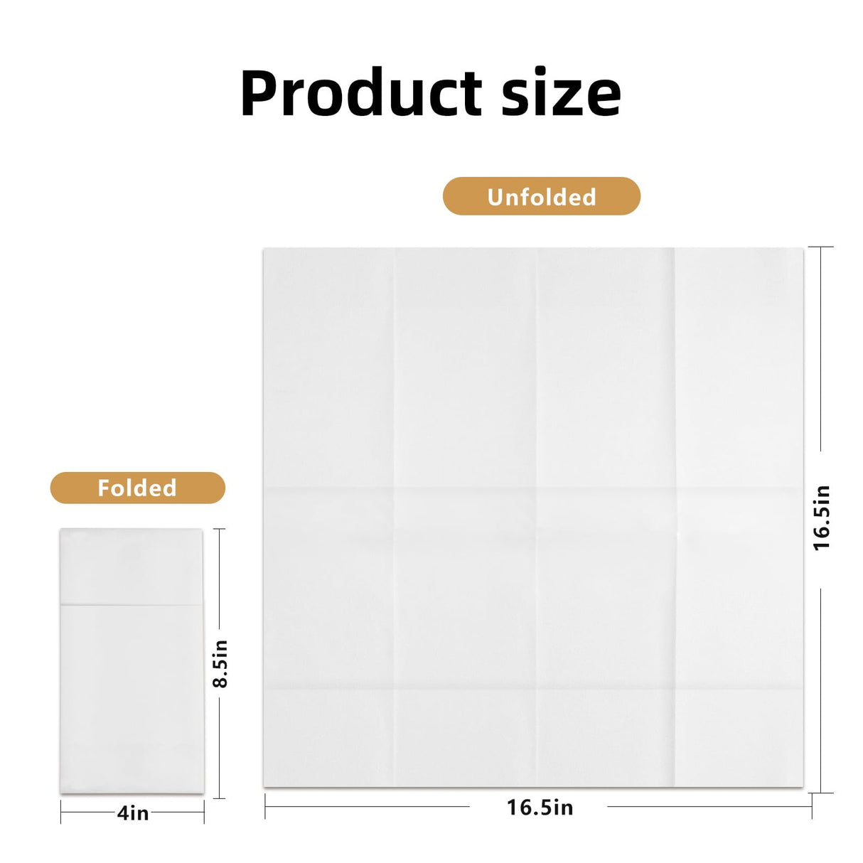 KAMMAK White Dinner Napkins Disposable Cloth Like Paper Napkins Folded with Pocket 100 Pack Guest Hand Towels for New Year Decoration, Bathroom, Party, Wedding Reception, Kitchen (16.5 x 16.5 in) KAMMAK