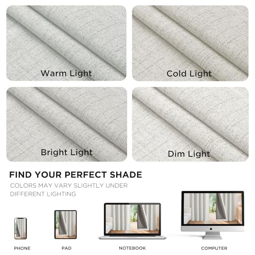 Joydeco Blackout Curtains for Bedroom - 84 Inch Long 100% Light Blocking 2 Panels Set White Drapes, Thermal Insulated Room Darkening Curtains, Linen Textured for Living Room, Rod Pocket & Back Tabs Joydeco