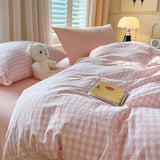 Nayoroom Gingham Duvet Cover Queen Size Pink White Plaid Checkered Comforter Cover 3 Pcs Soft Breathable Washed Microfiber Grid Farmhouse Bedding Set with Pillow Shams Nayoroom