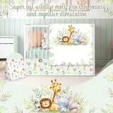 Hahafelt 4 Pieces Baby Crib Bedding Set for Girls and Boys, Soft Baby Bedding Set Including Crib Skirt, Comforter, Sheet and Diaper Stacker for Nursery (Wildlife Theme) Hahafelt