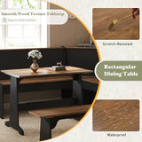 AMERLIFE 3-Piece Breakfast Nook Dining Set, L-Shaped Corner Bench with Hidden Storage, Space-Saving Kitchen Table Set for Small Spaces, Black & Oak AMERLIFE
