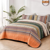 WONGS BEDDING Boho King Quilt Set, Green and Orange Bohemian Quilt Bedding Set, Fall Lightweight Bed Decor Bedspread for All Season Reversible Microfiber Coverlet Bedding Set 103"x90"(3 Pieces) WONGS BEDDING