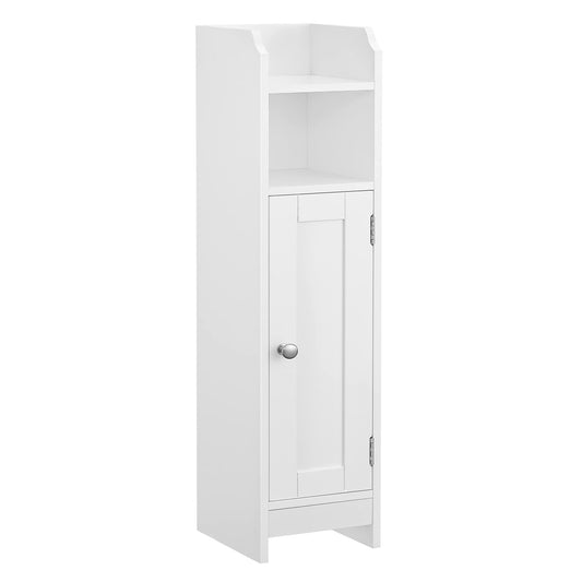 VASAGLE Narrow White Bathroom Storage Cabinet with Adjustable Shelves and Door - WoodArtSupply