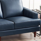 Hydeline Cassia Top Grain Leather Sofa Couch, 80", Bristol Navy, Memory Foam and Pocket Coils Hydeline