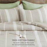 Bedsure Waffle Queen Comforter Set - Linen Soft Cotton Bedding Set for All Seasons, Stripe Fluffy Bed Set 3 Pieces with 1 Waffle Weave Comforter Queen Size and 2 Pillow Shams Bedsure