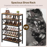YATINEY 6-Tier Tall Shoe Rack Organizer, Wooden Shoe Storage for Closet Holds 24 Pairs, Sturdy Shoe Shelf with X-Shaped Metal Support, for Entryway, Bedroom, Rustic Brown and Black SS206BR YATINEY