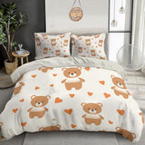 WIVCOMD Twin Duvet Cover Set - Cute Brown Teddy Bear Soft Microfibre Bedding - Minimalist Style Bedding Quilt Cover Set with Pillow Cases, Light Yellow WIVCOMD