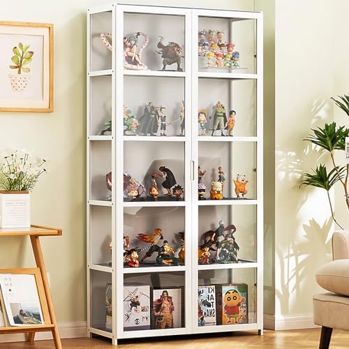 CMINAUS Curio Display Cabinet Display Cabinet with 5-Tier Storage Shelves,Storage Shelves with Acrylic Door Toy Organizers Rack Bookcase Display Cabinets for Collectibles Trophy Display Case CMINAUS