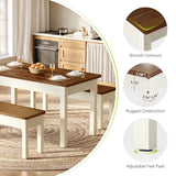 LITTLE TREE Dining Table Set for 4, Small Space Saving Farmhouse Kitchen Chairs, Compact 3-Piece Kitchen and Dining Room Furniture with 2 Wood Benches LITTLE TREE