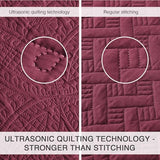 Love's cabin California King Size Quilt Bedding Set Burgundy Bedspreads - Cal King Lightweight Bedspread Comforter - Coin Pattern Coverlet for All Season - 3 Pieces (1 Quilt, 2 Pillow Shams) Love's cabin