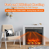 ARLIME 18 Inch Electric Fireplace Inserts, 1500W Freestanding & Recessed Fireplace w/Adjustable LED Flame, Remote Control, Timer, Built-in Thermostat, Overheating Protection ARLIME