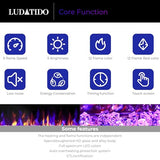 Ludatido 72 Inch Electric Fireplace Wall Mounted/Recessed, Electric Fireplace Insert with 5100BTU fpr 410 sq ft Room, Multicolor Flame with Timer/Touch Screen/Remote-Slim Ludatido