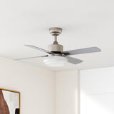 FINXIN Indoor Ceiling Fan Light Fixtures Remote LED 48 Brushed Nickel Ceiling Fans for Bedroom,Living Room,Dining Room Including Motor,Remote Switch (48" 4-Blades) FINXIN