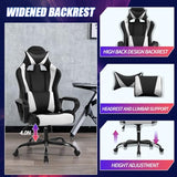 Gaming Chair Office Chair High-Back Ergonomic Video Game Chairs for Kids Teen Adult Height Adjustable Reclining Computer Chair with Lumbar Support Armrest Headrest Game Chair - White BSTOPHKL