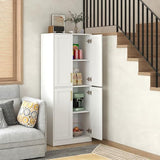 Hamesen Storage Cabinet, Kitchen Pantry with Doors & Shelf, Tall Storage Cabinet for Bathroom, Living Room, Entryway,White Hamesen