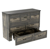 Bellemave Queen Murphy Bed, Cabinet Bed with Charging Station and 1 Large Storage Drawer, Farmhouse Murphy Cabinet with Foldable Panel, Noisy Free, for Guest Bedroom, Living Room, Rustic Gray Bellemave